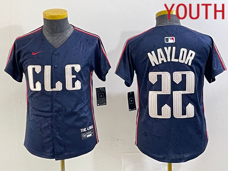 Youth Cleveland Indians #22 Naylor Blue City Edition Nike 2024 MLB Jersey style 1->youth mlb jersey->Youth Jersey